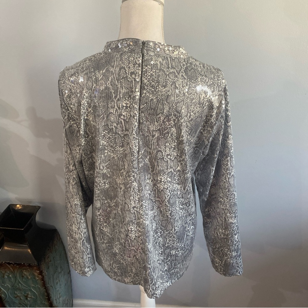 Chicos Size 2 Python Sequin Mock Neck Top - image 8